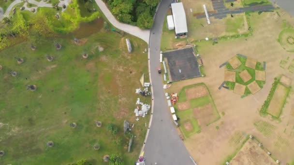 Vista aérea de Marina Bay parques e edifícios de drone em um belo dia ensolarado, Cingapura — Vídeo de Stock