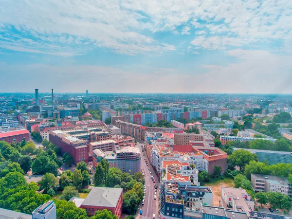 Vista Aérea Paisagem Urbana Berlim Drone Temporada Verão Com Marcos — Fotografia de Stock