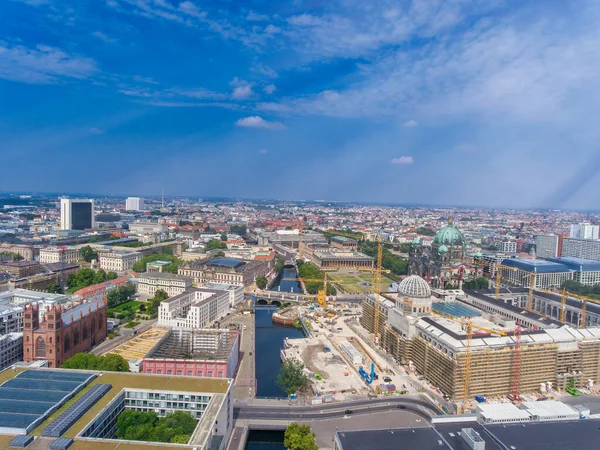 Vista Aérea Paisagem Urbana Berlim Drone Temporada Verão Com Marcos — Fotografia de Stock