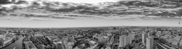 Vista Aerea Panoramica Dello Skyline Berlino Tramonto Con Principali Punti — Foto Stock