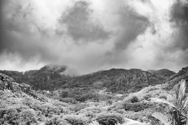 Montanhas Mahe Com Céu Nublado Seychelles — Fotografia de Stock