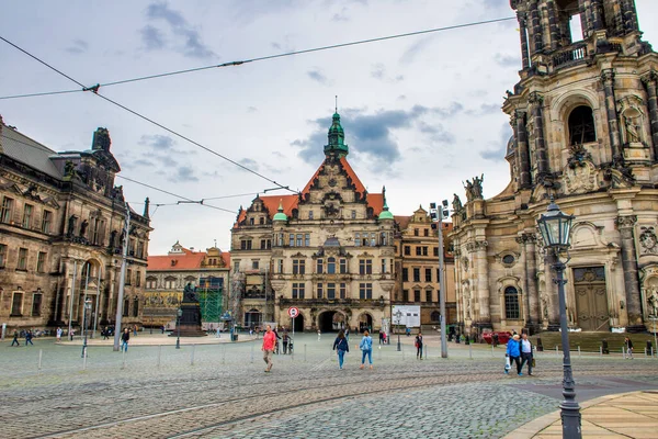 Dresden Alemanha Julho 2016 Vista Panorâmica Praça Central Dresden Com — Fotografia de Stock