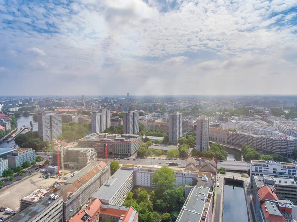 Vista Aérea Paisagem Urbana Berlim Drone Temporada Verão Com Marcos — Fotografia de Stock