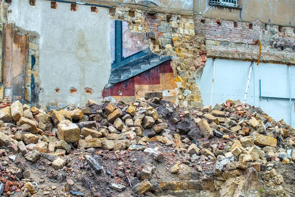 Sie Bestehen Aus Ziegel Stein Und Betonschutt Überreste Des Zerstörten — Stockfoto