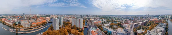 Панорамный Вид Берлин Высоты Птичьего Полета Закате Главными Достопримечательностями Города — стоковое фото