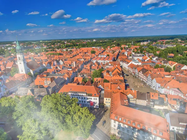 Açık Güneşli Bir Günde Celle Ortaçağ Ufuk Çizgisinin Panoramik Hava — Stok fotoğraf