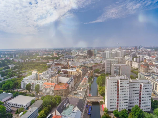 Widok Lotu Ptaka Panoramę Berlina Drona Sezonie Letnim Zabytkami Miasta — Zdjęcie stockowe