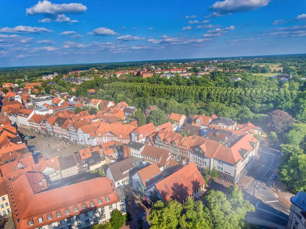 Panoramic Aerial View Celle Medieval Skyline Clear Sunny Day Lower — Stock Photo, Image