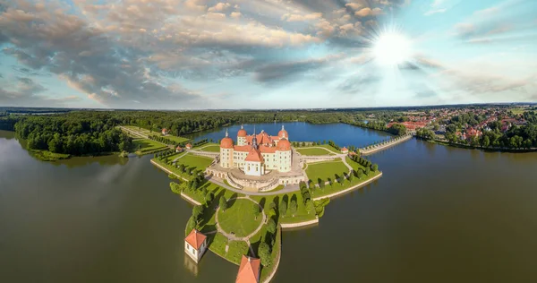 Vue Aérienne Panoramique Château Moritzburg Par Temps Clair Ensoleillé Saxe — Photo