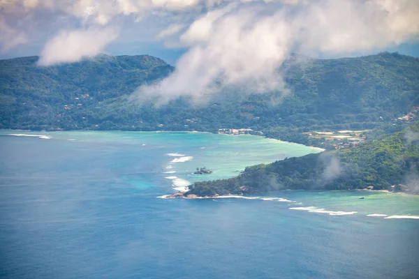 Aerial View Beautiful Seychelles Seascape Aircraft — Stock Photo, Image