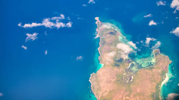 Aerial View Beautiful Seychelles Seascape Aircraft — Stock Photo, Image