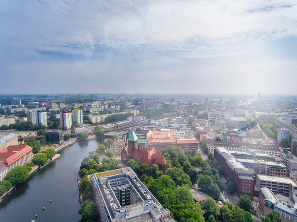 Flygfoto Över Berlin Stadsbild Från Drönare Sommarsäsongen Med Stadens Landmärken — Stockfoto