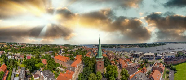 Panoramic Aerial View Travemunde Cityscape Clear Sunny Day Lubeck District — Stock Photo, Image