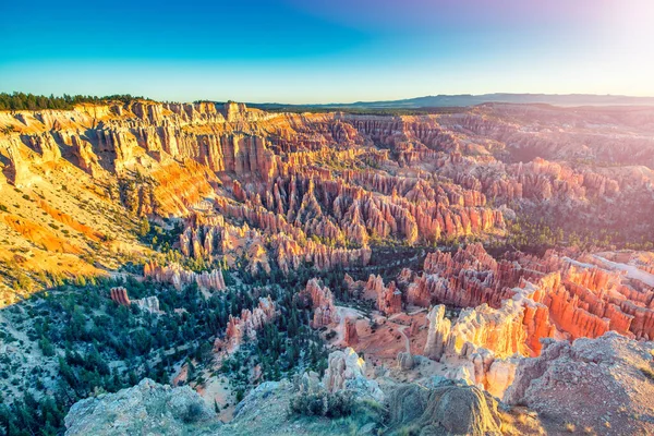 Aerial View Bryce Canyon Summer Sunrise Overlook Orange Colorful Hoodoos — Stock Photo, Image