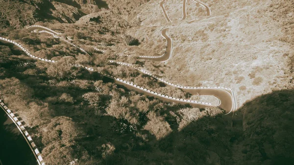 Bovenaanzicht Vanuit Lucht Weg Naar Teide Tenerife Vanaf Drone Spanje — Stockfoto
