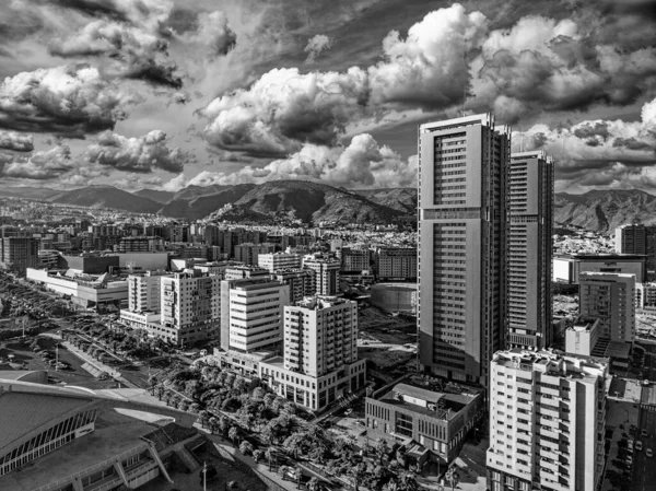 Vista Aérea Santa Cruz Tenerife Día Soleado Rascacielos Costa Drone —  Fotos de Stock