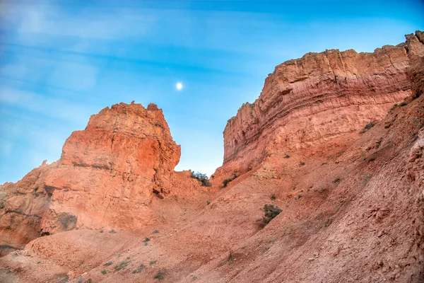 Aerial View Bryce Canyon Summer Sunset Moon Sky Overlook Orange — Stock Photo, Image