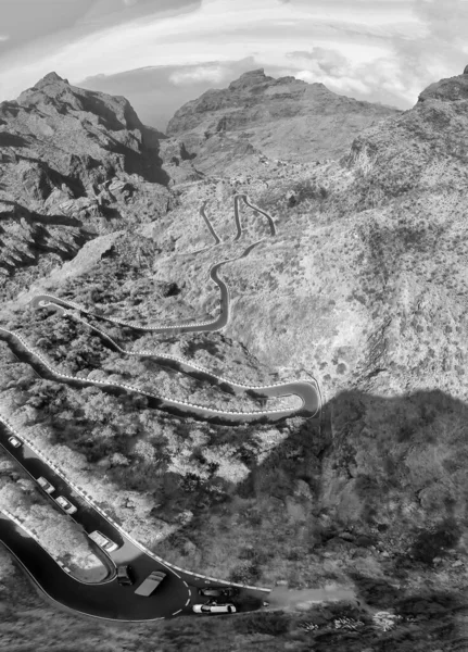 Panorama Aéreo Vertical Estrada Para Monte Teide Tenerife Partir Drone — Fotografia de Stock