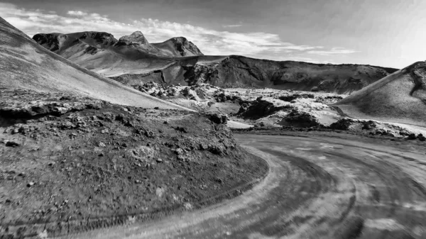 Road Mountains Landmannalaugar Ισλανδία Καλοκαίρι Από Drone — Φωτογραφία Αρχείου