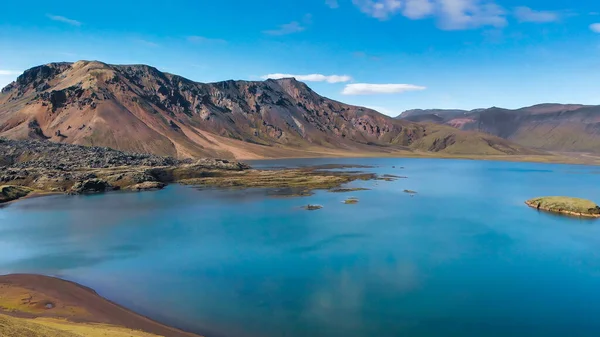 Yaz Mevsiminde Landmannalaugar Gölü Dağları Havadan Manzara Zlanda — Stok fotoğraf