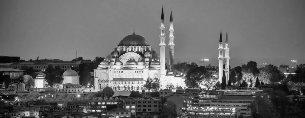 Widok Błękitny Meczet Istanbul Nocą — Zdjęcie stockowe