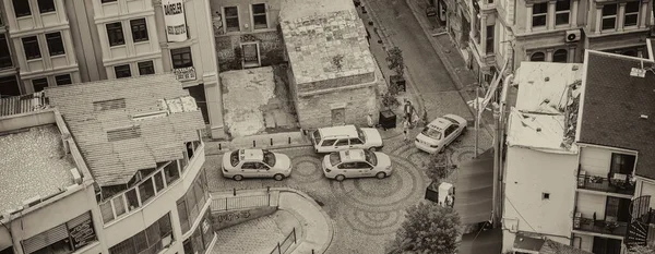 Istanbul Turkey October 2014 Yellow Cabs Ceantral City Street Aerial — Stock Photo, Image