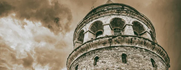 Galata Tower Istanbul Cloudy Sunset Turkey — Stock Photo, Image