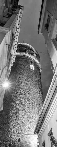 Galata Tower Istambul Com Luzes Noturnas Turquia — Fotografia de Stock