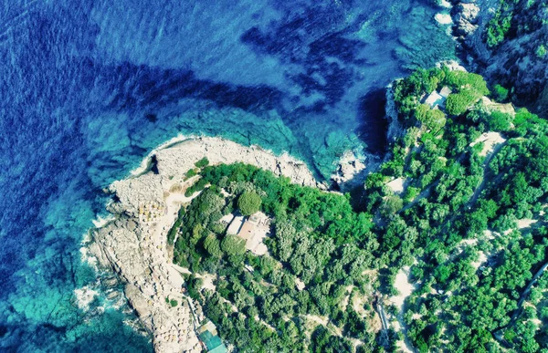 Ansiktsform Amalfikusten Från Punta Campanella Nära Sorrento Fantastisk Flygutsikt Från — Stockfoto