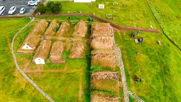 Widok Lotu Ptaka Glaumbaer Islandia Glaumbaer Dzielnicy Skagafjordur Północnej Islandii — Zdjęcie stockowe