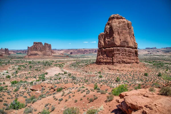 Schöne Natürliche Felsformationen Arches National Park Unter Blauem Sommerhimmel Utah — Stockfoto