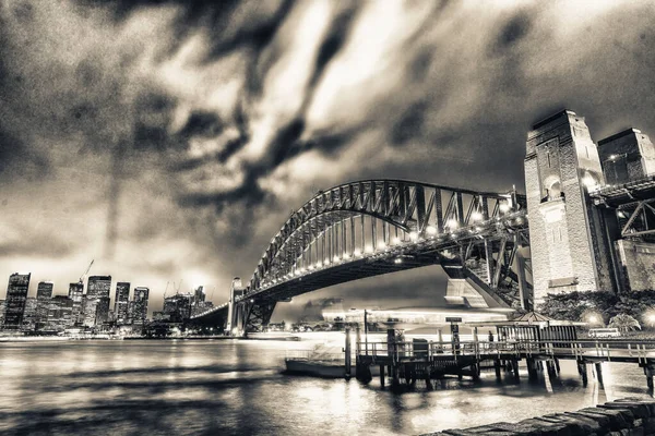 Vue Nuit Port Sydney Australie — Photo