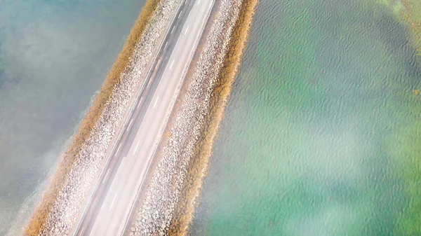 Kolgrafarfjordur Het Zomerseizoen Ijsland Luchtfoto Van Drone Van Mooie Brug — Stockfoto