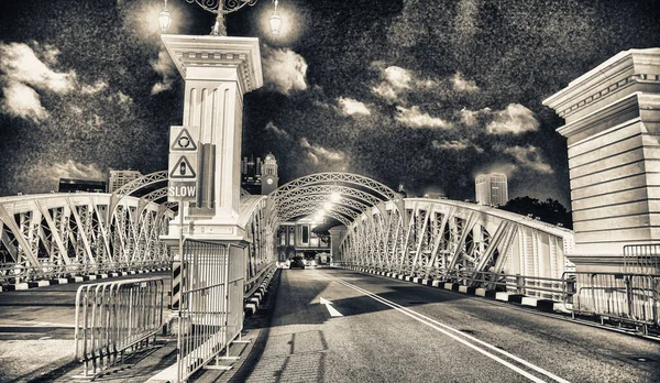 Singapore Bridge Night Singapore River — Foto Stock