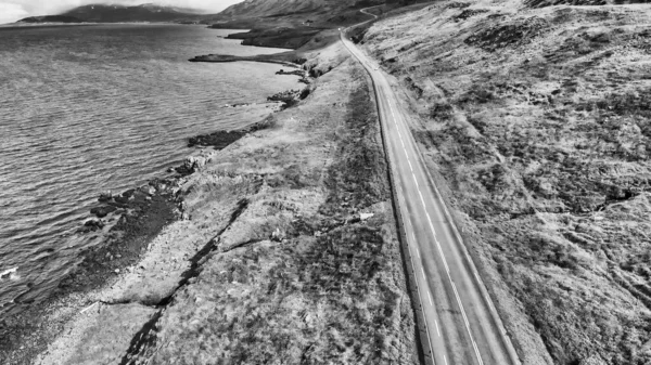 Luchtfoto Van Het Prachtige Grundar Fjord Het Zomerseizoen Ijsland — Stockfoto