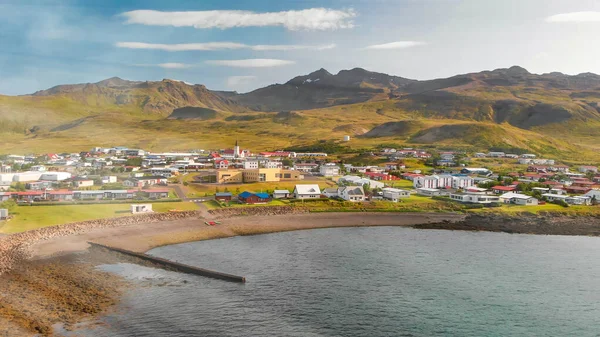 Вид Воздуха Прекрасный Фьорд Грюндар Летний Сезон Исландия — стоковое фото