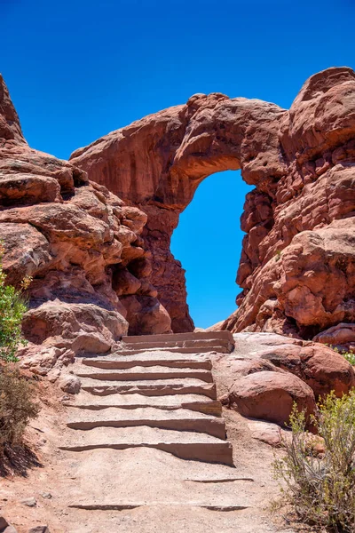 Arco Torreta Parque Nacional Arches Utah Temporada Verano —  Fotos de Stock