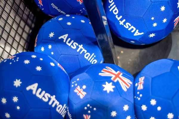 Lábgolyók Ausztrál Színekkel Zászlókkal — Stock Fotó