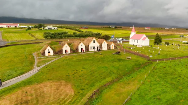 Вид Повітря Глаумбар Ісландія Glaumbaer Районі Скагафьордур Північній Ісландії Музей — стокове фото