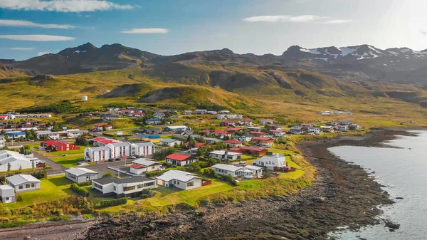 Вид Воздуха Прекрасный Фьорд Грюндар Летний Сезон Исландия — стоковое фото