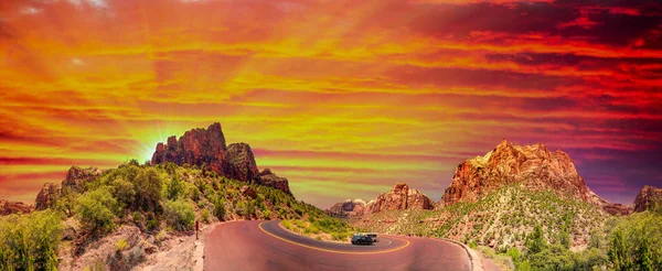 Parque Nacional Zion Montañas Atardecer Utah — Foto de Stock