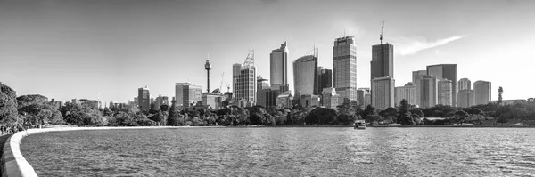 Panoramisch Zonsondergang Uitzicht Sydney Harbour Downtown Wolkenkrabbers Australië — Stockfoto