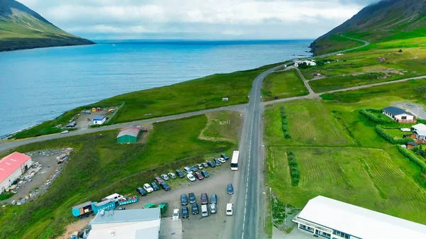 Schöne Luftaufnahme Der Landschaft Olafsfjordur Der Sommersaison Island — Stockfoto