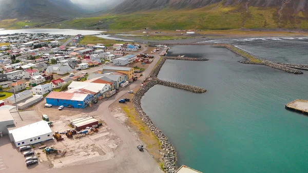 Yaz Mevsiminde Olafsfjordur Manzarasının Güzel Hava Manzarası Zlanda — Stok fotoğraf