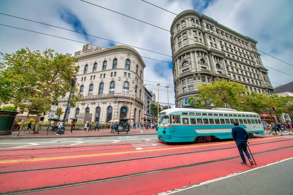 San Francisco California Agosto 2017 Vintage Old Tram Calle Market —  Fotos de Stock