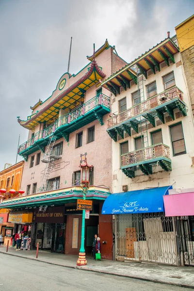 San Francisco Kalifornia Sierpnia 2017 Budynki Chinatown Kolory Ulic — Zdjęcie stockowe