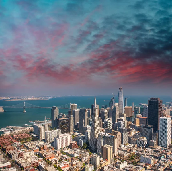 Vista Aérea Del Centro San Francisco Atardecer California Estados Unidos —  Fotos de Stock