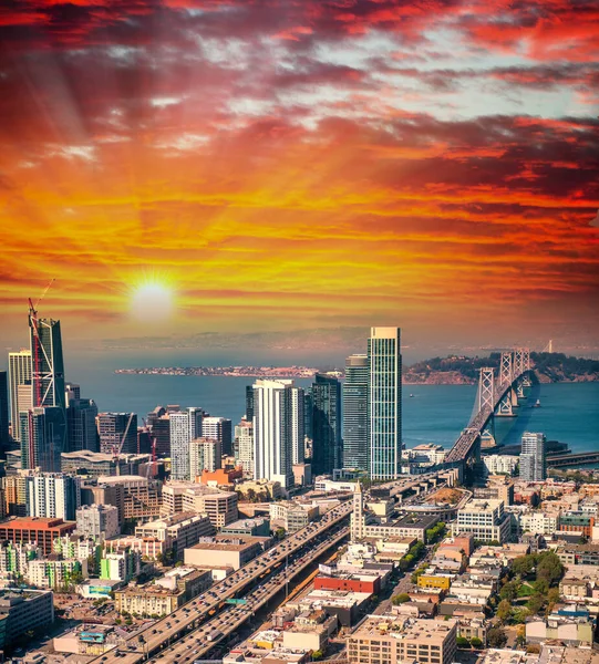 Veduta Aerea Della Strada San Francisco Bay Bridge Skyline Della — Foto Stock