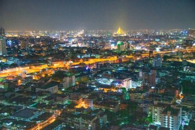Bangkok, Tayland - 5 Ocak 2020: Bangkok gece hava manzarası