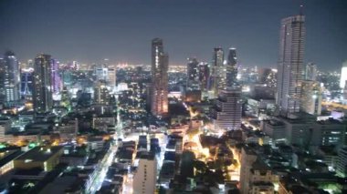 Bangkok, Tayland - 6 Ocak 2020: Gece Bangkok hava manzarası